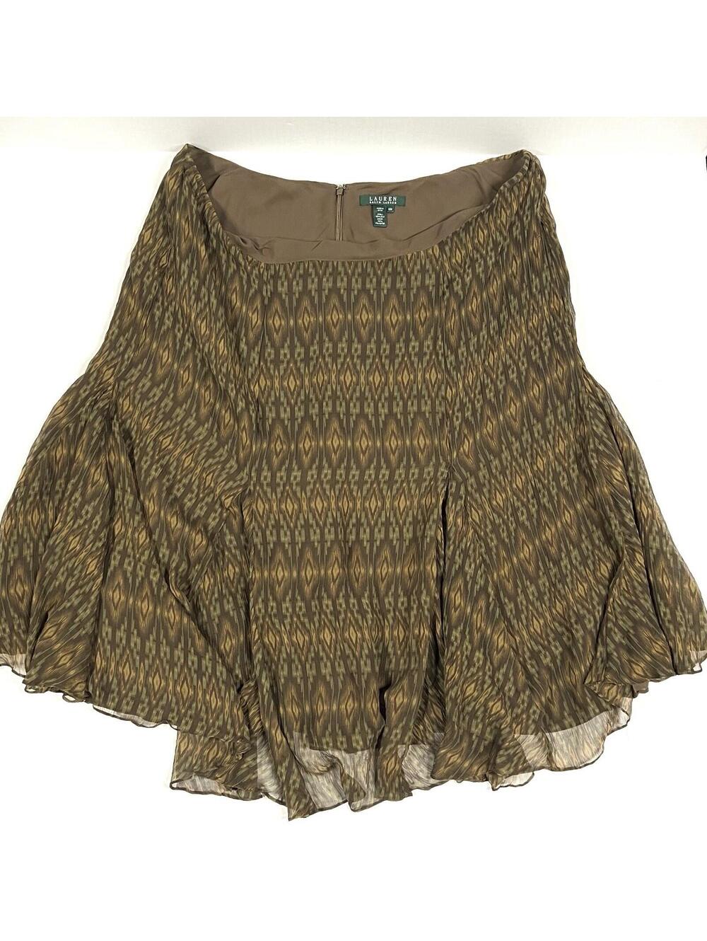 LAUREN Ralph Lauren Women's Sz 22W “TAHITI" A Line Boho Skirt 100% Silk, Lined